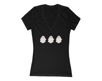 Happy and Cute Ghosts | Three Little Ghosts Halloween | Women's Short Sleeve T-Shirt