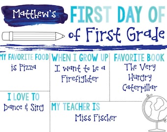 First Day of School Sign {Blue Watercolor}