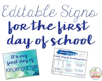 First Day of School Sign {Blue + Green Watercolor}