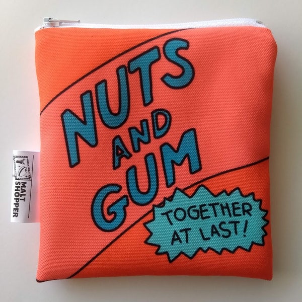 The Simpsons Reusable Snack Bag Zipper Pouch - Homer Simpson's Nuts and Gum - Eco-Friendly Bag Geek Gift