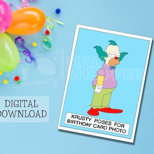 Krusty, o Palhaço - Cartão de Aniversário Digital dos Simpsons - Download Instantâneo