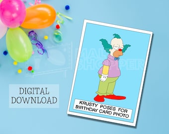 Krusty the Clown - Digital Simpsons Birthday Card - Instant Download