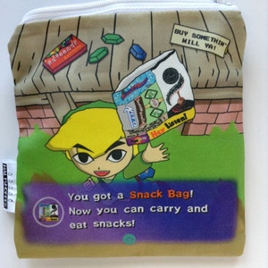 Legend of Zelda Reusable Snack Bag Zipper Pouch - Link & Candy - Eco-Friendly Bag Geek Gift