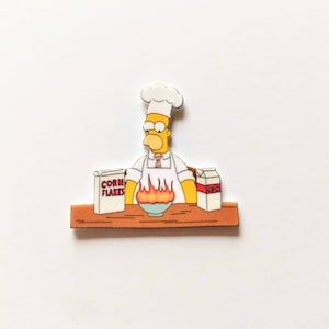 Homer Simpson Pin or Magnet - Corn flakes for Mr. Burns