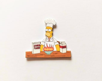 Homer Simpson Pin or Magnet - Corn flakes for Mr. Burns