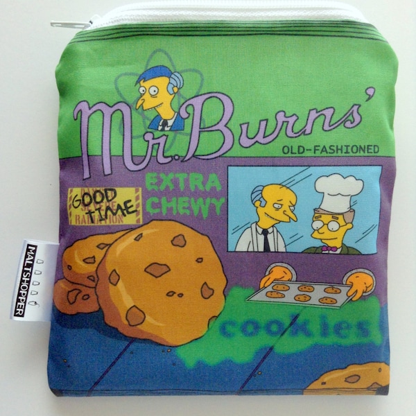 The Simpsons Reusable Snack Bag - Mr. Burns Cookies - Eco-Friendly Bag Geek Gift