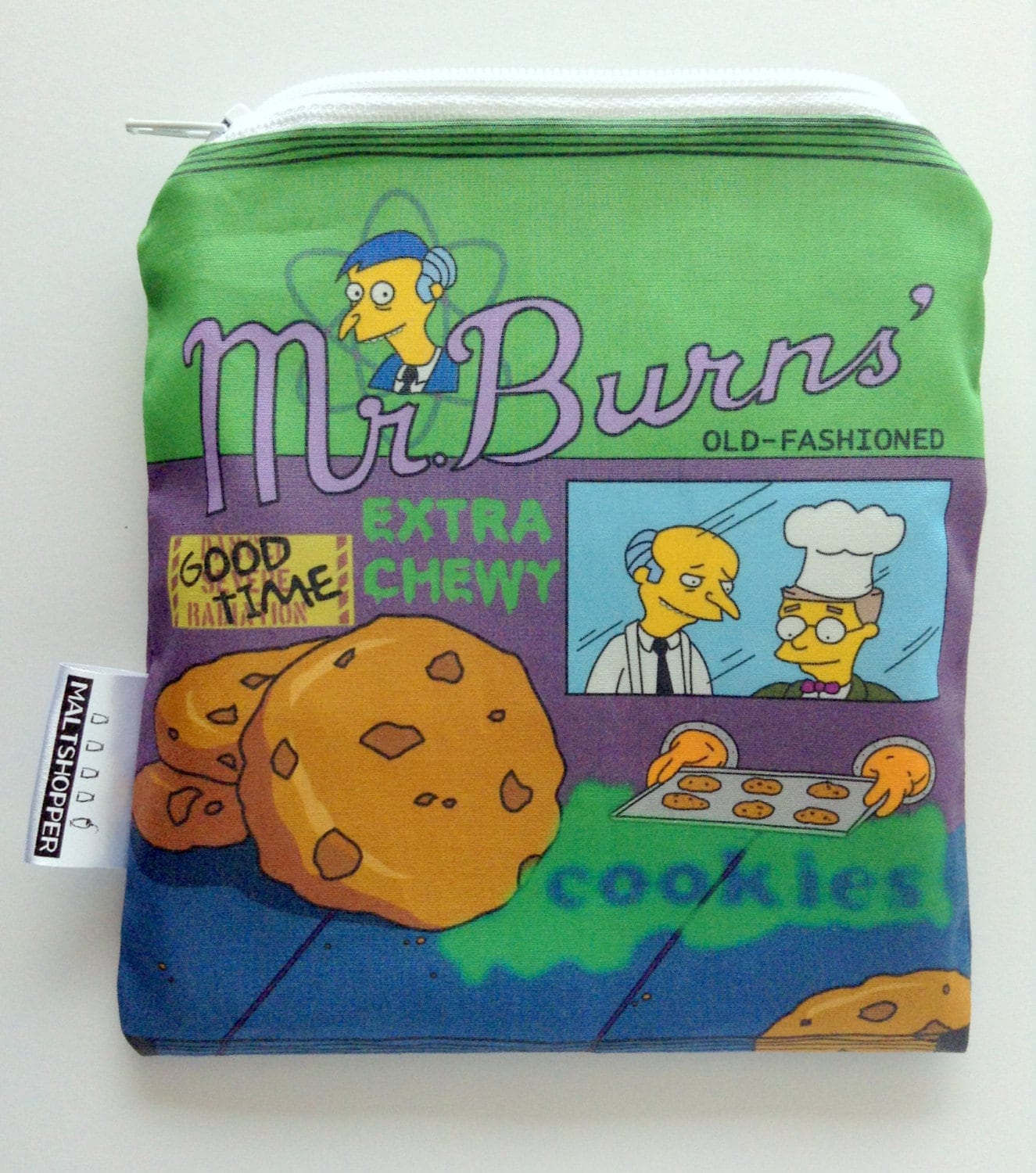 The Simpsons ショップ袋 ショッパー バッグ The Simpsons Reusable Snack Bag Zipper Pouch - Mr. Burns Cookies