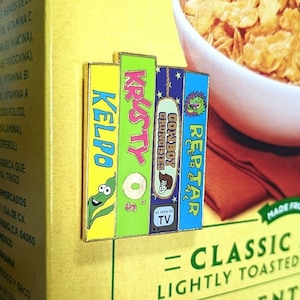 Cartoon Cereals Enamel Pin - Simpsons - SpongeBob - Rugrats - Toy Story image 1