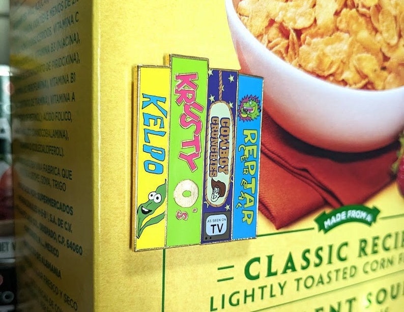 Cartoon Cereals Enamel Pin - Simpsons - SpongeBob - Rugrats - Toy Story image 1