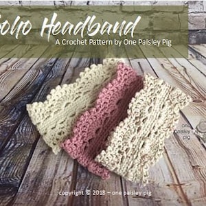 Boho Crochet Headband Pattern Instant Download PDF CROCHET PATTERN image 1