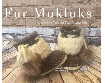 Fur Mukluks - Baby Booties - Instant Download PDF CROCHET PATTERN