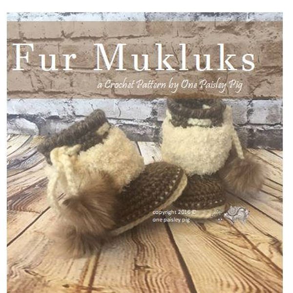 Fur Mukluks - Baby Booties - Instant Download PDF CROCHET PATTERN