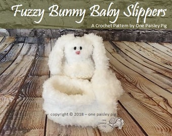 Fuzzy Bunny Slippers - PDF CROCHET PATTERN