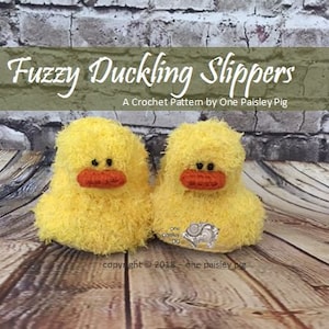 Fuzzy Duckling Slippers PDF CROCHET PATTERN image 1