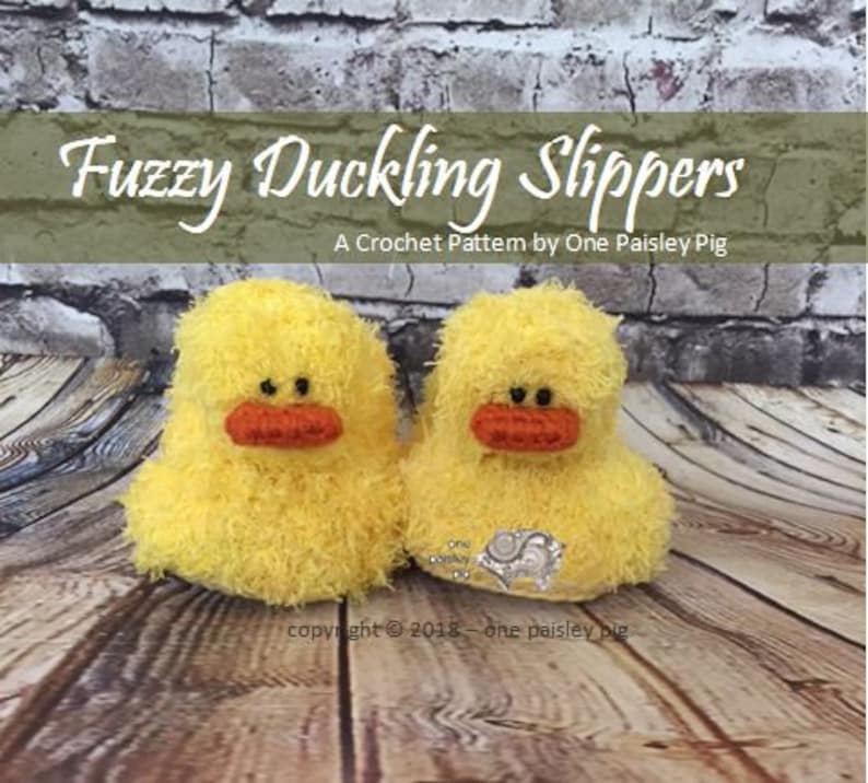 Fuzzy Duckling Slippers PDF CROCHET PATTERN image 1