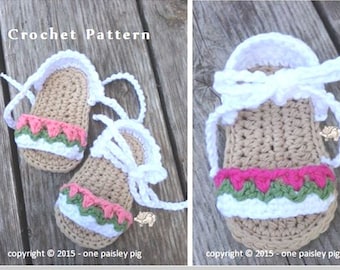 Baby Sandals - Tiptoe Through the Tulips - PDF CROCHET PATTERN