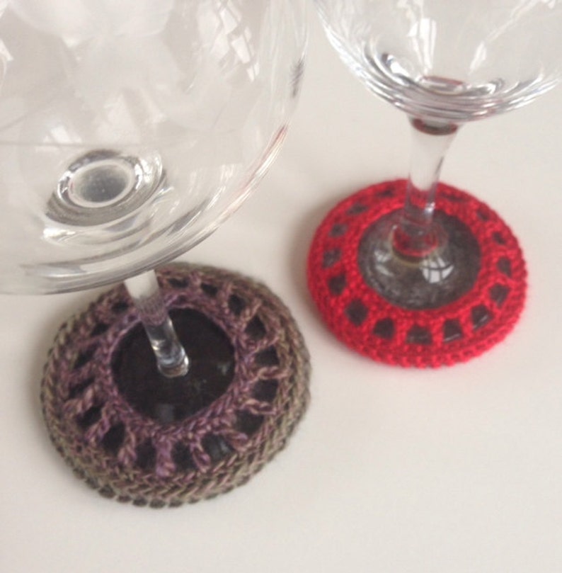 Crochet Wine Glass Coasters 4 Different Designs PDF Etsy