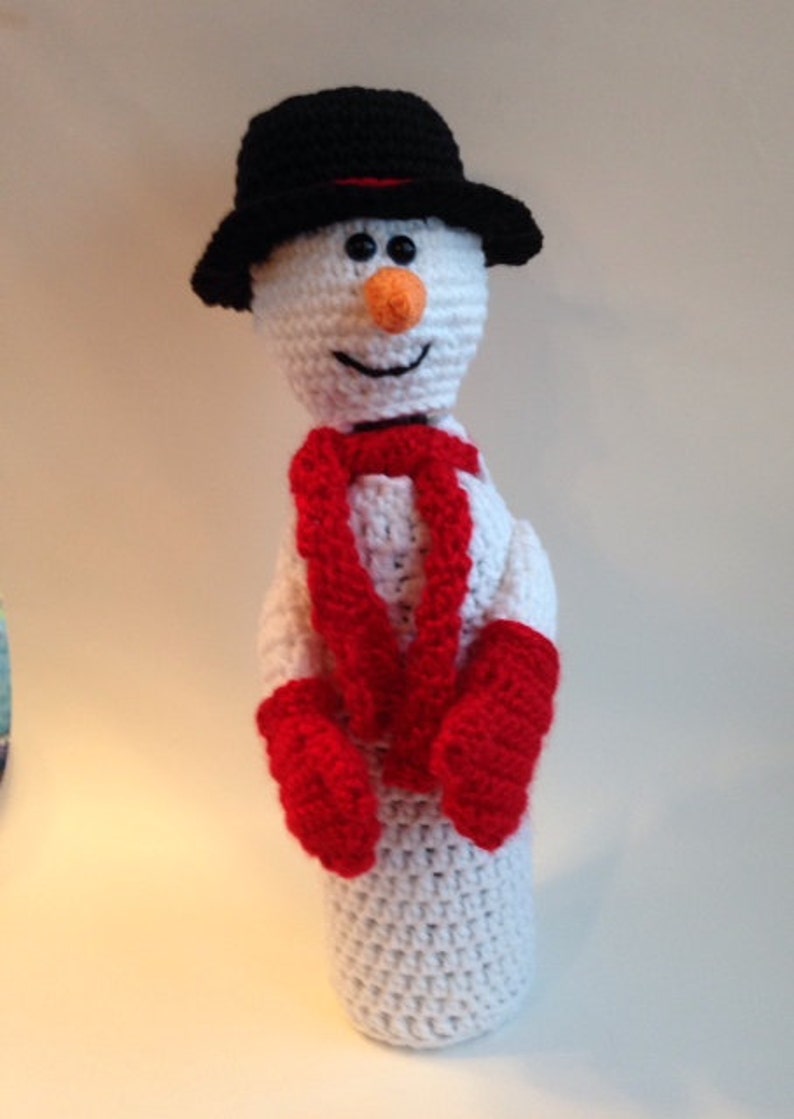 Snowman Wine Bottle Cover / Gift Bag PDF CROCHET PATTERN image 3