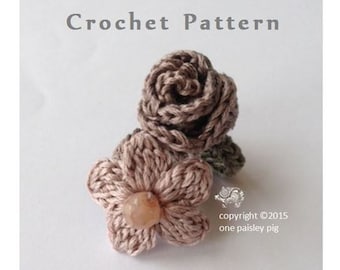 Crochet Flower Rings - Daisy & Rose - PDF CROCHET PATTERN
