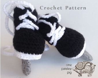 Hockey Skate Baby Booties - Instant Download PDF CROCHET PATTERN