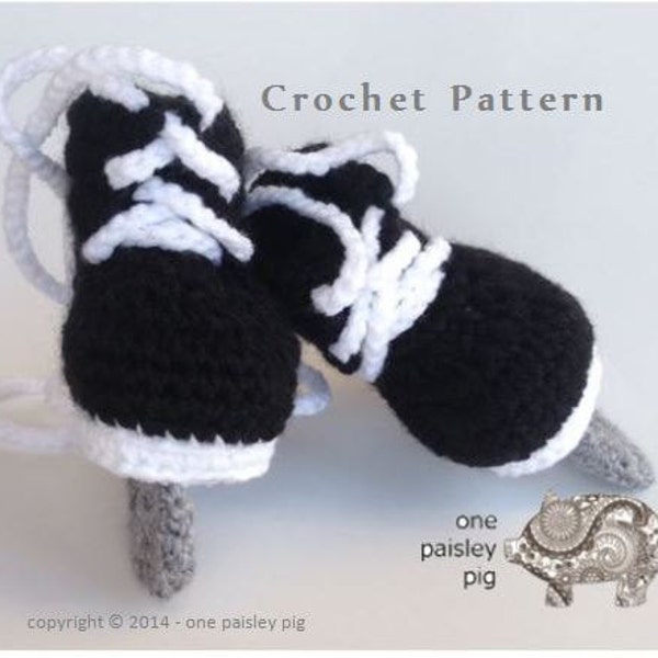 Hockey Skate Baby Booties - Instant Download PDF CROCHET PATTERN