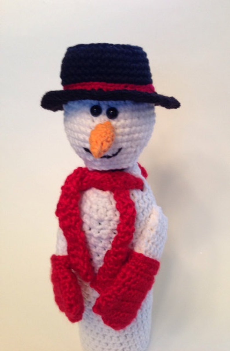 Snowman Wine Bottle Cover / Gift Bag PDF CROCHET PATTERN image 2