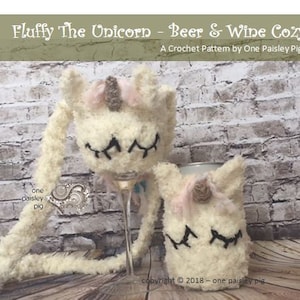 Pattern - Fluffy The Unicorn Beer and Wine Glass Holder - PDF CROCHET PATTERN