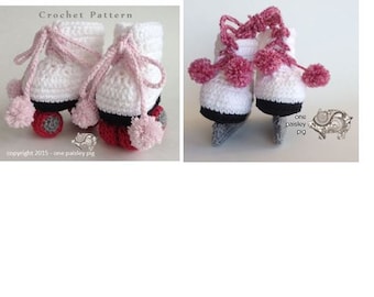 Roller Skate & Ice Skate Baby Booties - 2 PDF CROCHET PATTERNS