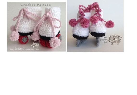 Roller Skate Ice Skate Baby Booties 2 PDF CROCHET PATTERNS