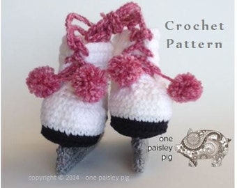 Crochet Figure Skates (Includes Hockey & Figure Skates) Baby Booties - PDF CROCHET PATTERN