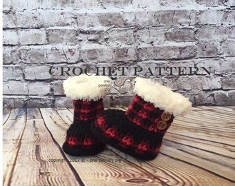 Aspen Winter Booties - Plaid Booties -  PDF CROCHET PATTERN