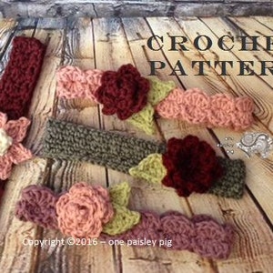 Flower Headband Collection - 3 PDF CROCHET PATTERN&#39;s