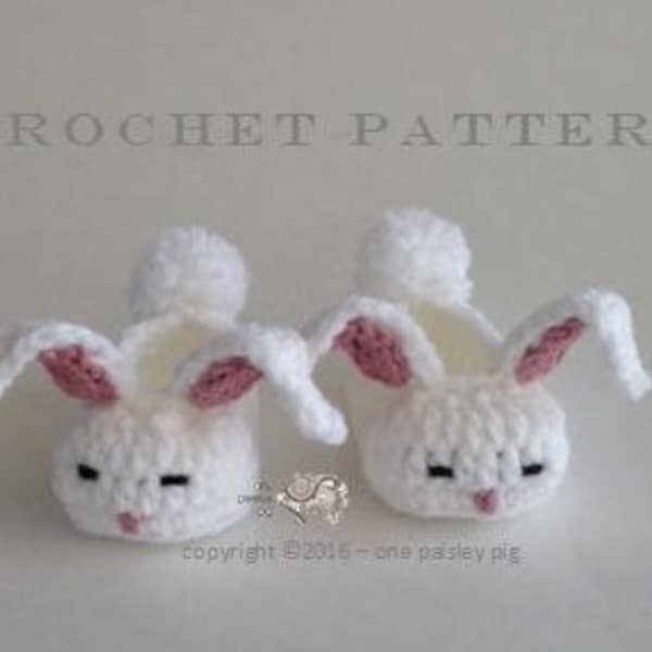 Sleepy Bunny Baby Slippers - PDF CROCHET PATTERN