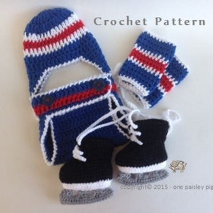 CROCHET PATTERN  -  Hockey Uniform - Baby Hockey Outfit - Photo Prop