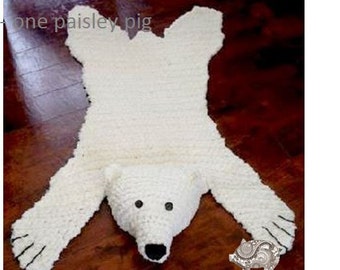 Tapis "écheveau" d'ours polaire avec tête rembourrée ou plate - PDF PATRON AU CROCHET