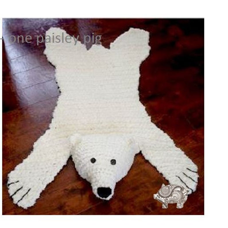 Polar Bear Skein Rug with Stuffed or Flat Head PDF CROCHET PATTERN image 1