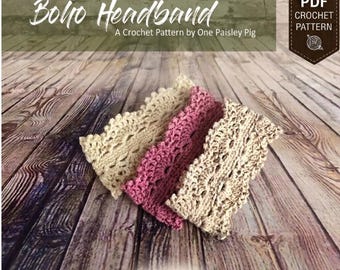 Boho Crochet Headband Pattern - Instant Download PDF CROCHET PATTERN