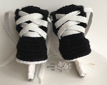 Crochet PATTERN - Modern Hockey Skate Baby Booties - Instant PDF Download