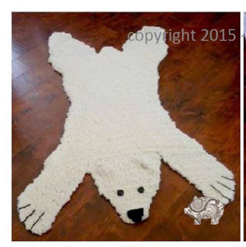 Polar Bear Skein Rug with Stuffed or Flat Head PDF CROCHET PATTERN image 3