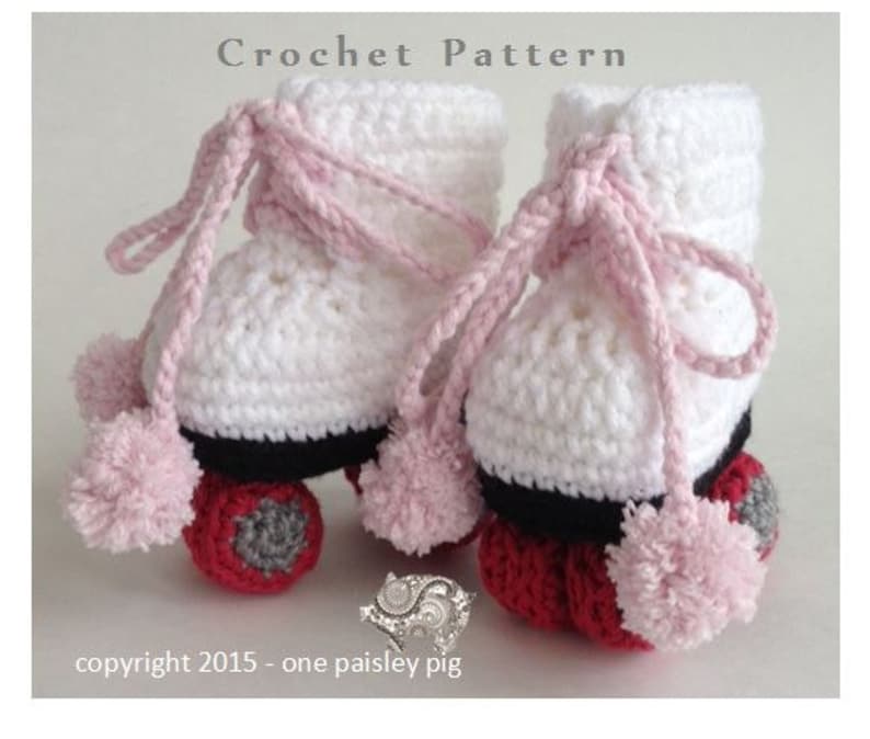 Roller Skate Baby Booties PDF CROCHET PATTERN image 1