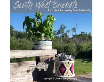 Pattern for South West Basket Set - Instant Download PDF CROCHET PATTERN