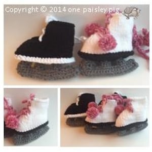 Knit Ice Skate Baby Booties (Hockey & Figure Skates) - KNIT-CROCHET PATTERN