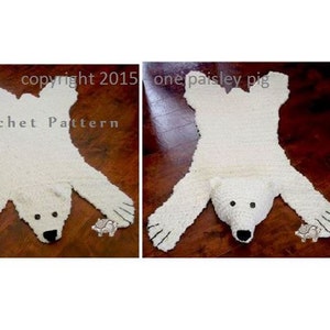 Polar Bear Skein Rug with Stuffed or Flat Head PDF CROCHET PATTERN image 2