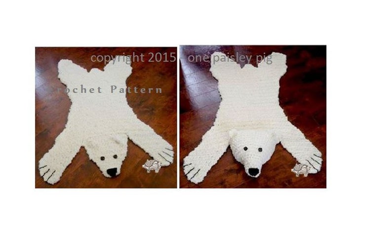 Polar Bear Skein Rug with Stuffed or Flat Head PDF CROCHET PATTERN image 2