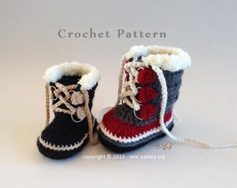 Baby & Children's Sizes -  Expedition Winter Boots  - PDF CROCHET PATTERN