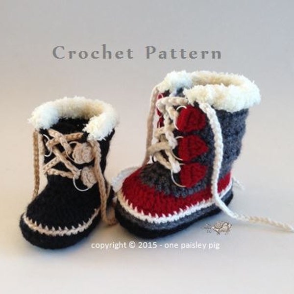 Baby & Children's Sizes -  Expedition Winter Boots  - PDF CROCHET PATTERN