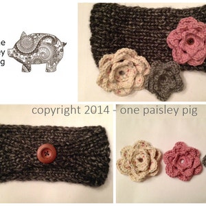 Knit Headband with Interchangeable Crochet Flowers - PDF PATTERN DOWNLOAD