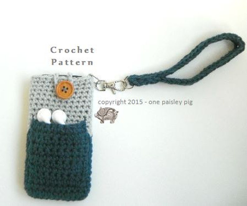 Cell Phone Holder with Ear Bud Pocket Instant Download CROCHET PATTERN image 2