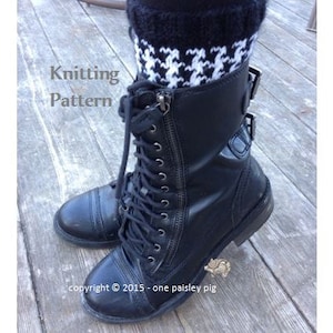 Houndstooth Boot Cuffs - Instant Download - PDF KNITTING PATTERN