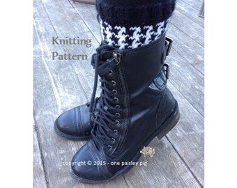 Houndstooth Boot Cuffs - Instant Download - PDF KNITTING PATTERN